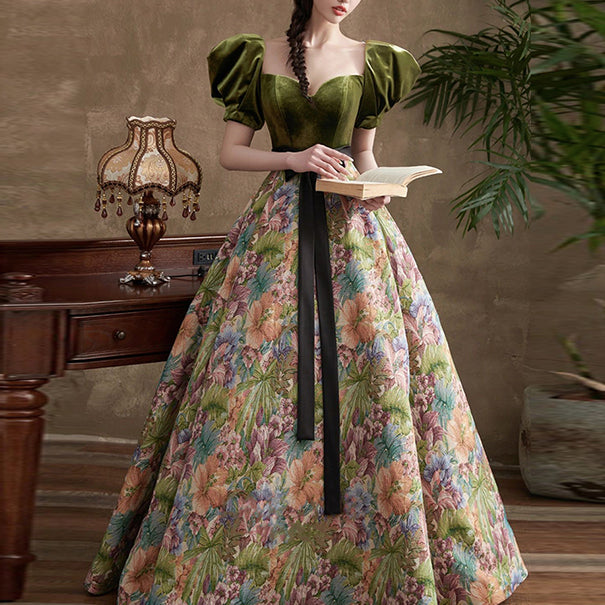 RETRO VELVET EVENING DRESS