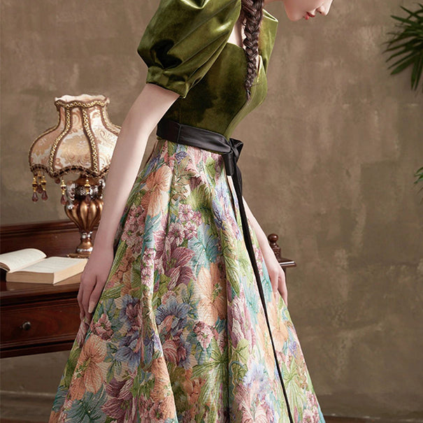 RETRO VELVET EVENING DRESS