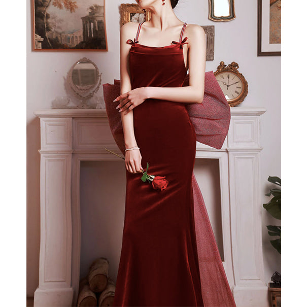 CRISS CROSS TIE BACKLESS BOW DRESS