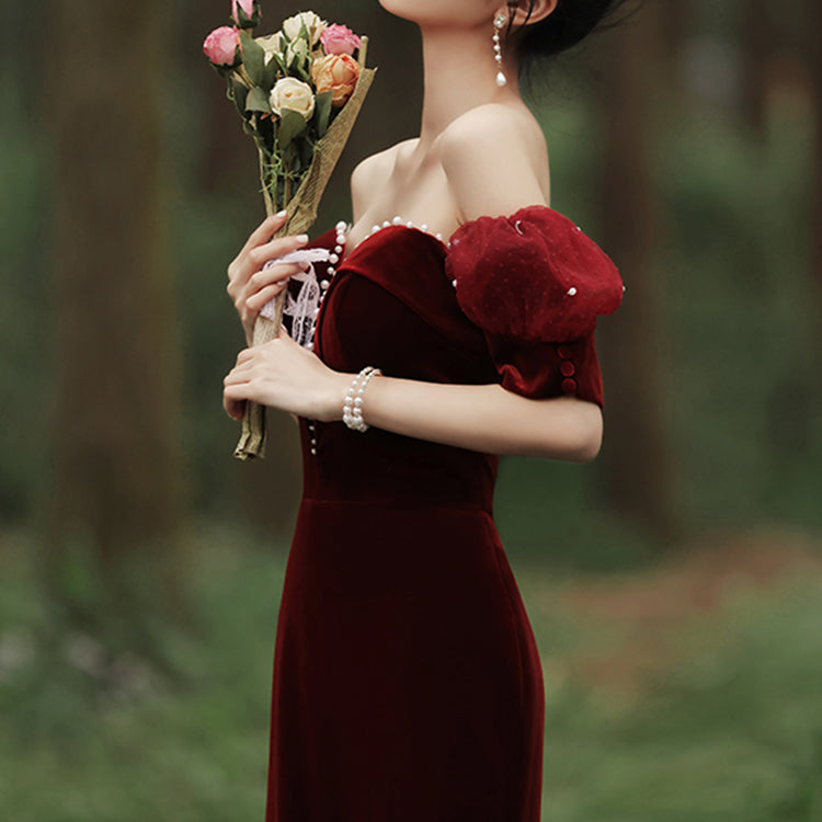 #30065 BEADED BANDEAU WRAP EVENING DRESS