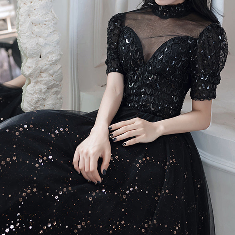 #30075 SEQUINS EMBROIDERY EVENING DRESS