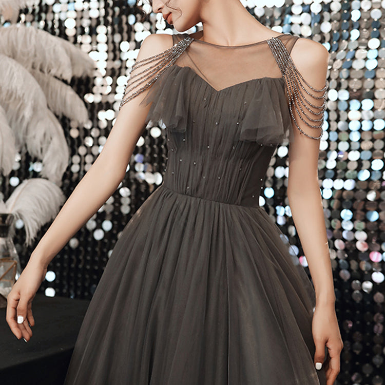 #30081 HALTERNECK FRINGED BEADING EVENING DRESS