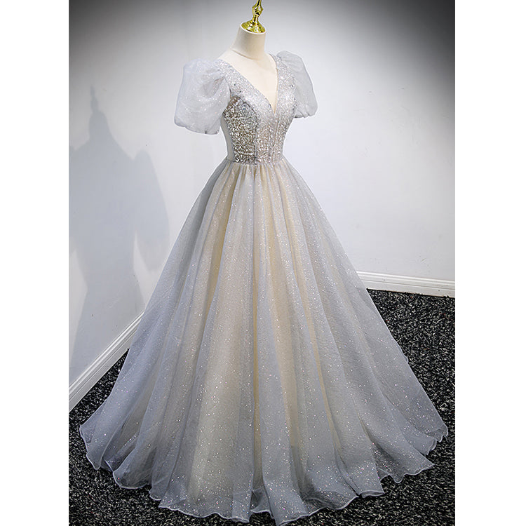 #30083 SEQUINS EMBROIDERY EVENING DRESS