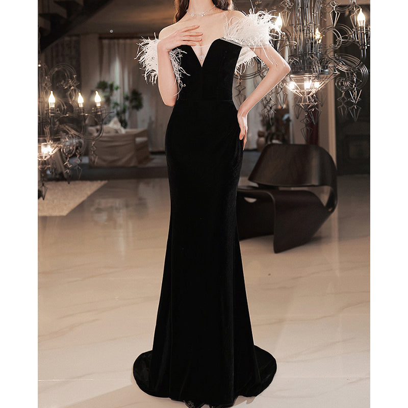 #40101 ONE WORD SHOULDER EVENING DRESS