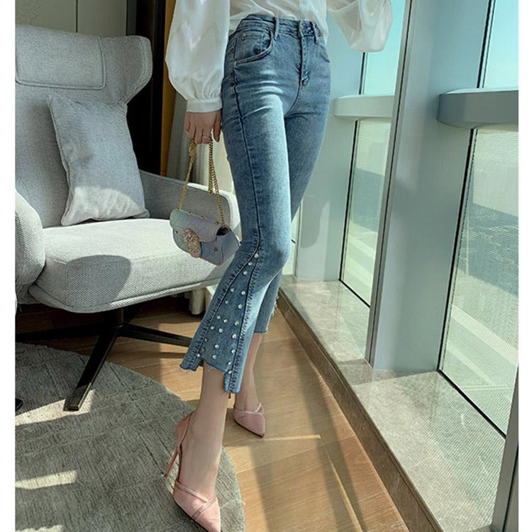 #5049 Beaded High-rise Jeans Trousers