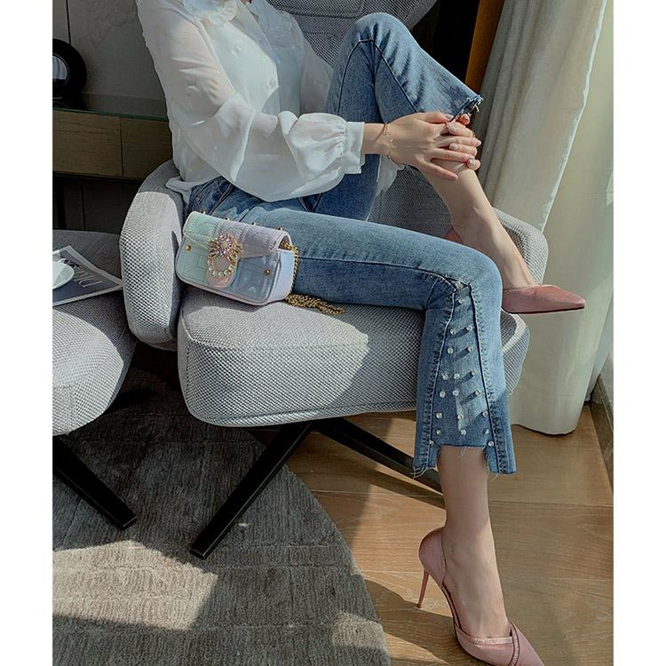 #5049 Beaded High-rise Jeans Trousers