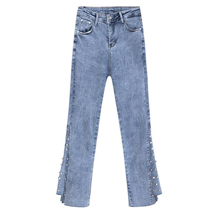 5049 Beaded High - rise Jeans Trousers - DresseslovesOOTD