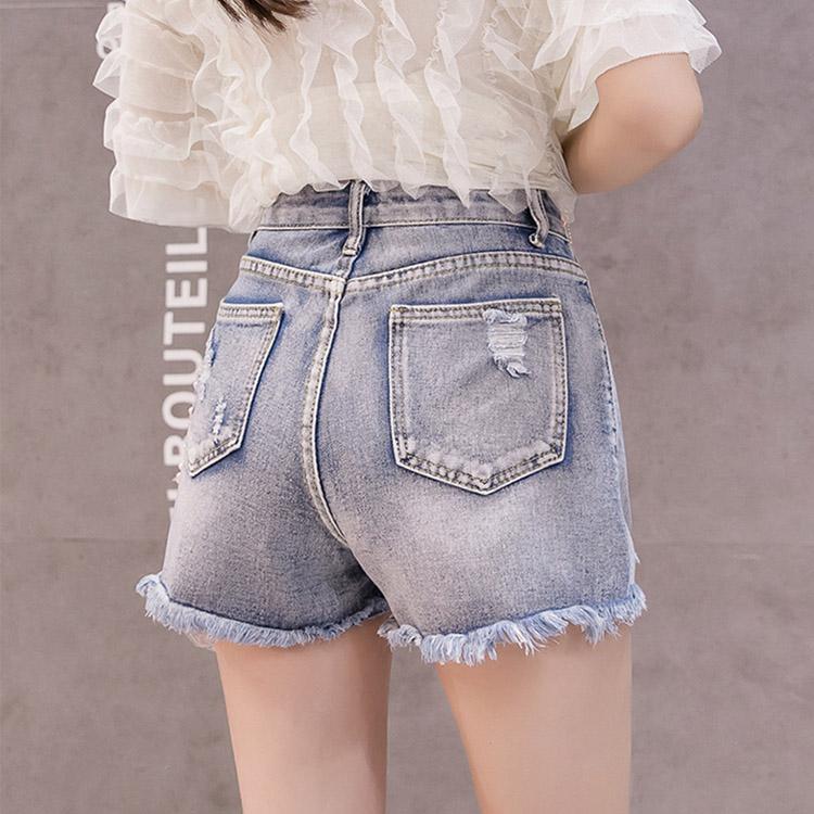 #5057 Embroidered Beaded Denim Shorts