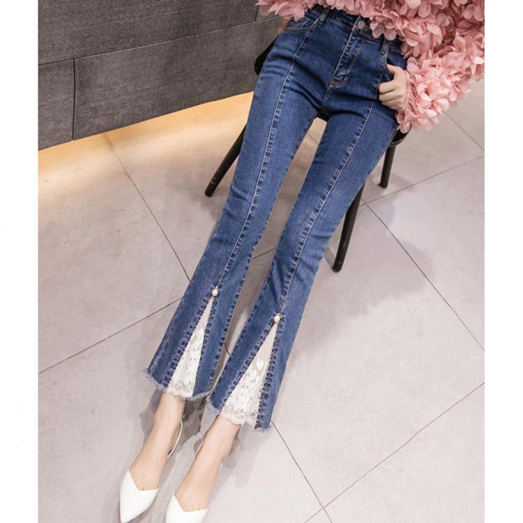 #5060 Lace Split Jeans Trousers
