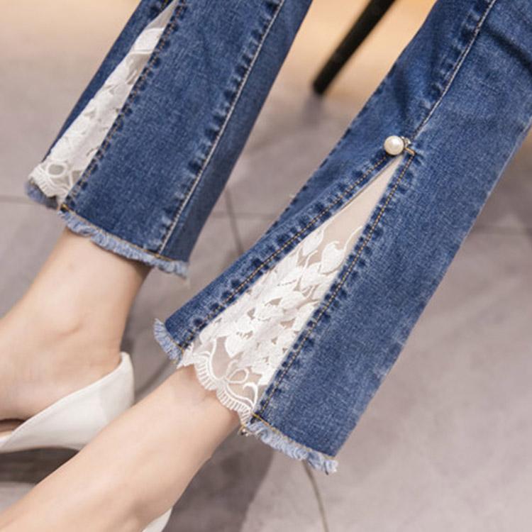#5060 Lace Split Jeans Trousers
