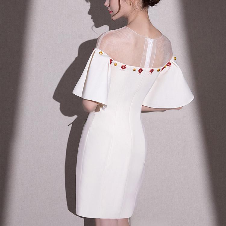 #5097 Lotus Sleeve Semi-transparent Sexy Round Neck Dress