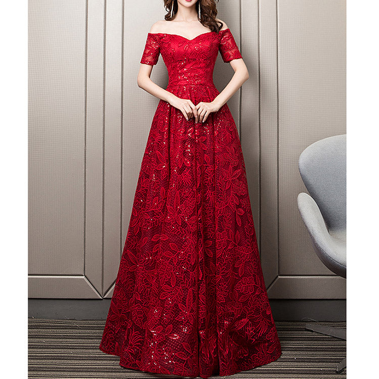 #5143 SEQUINED LACE EVENING DRESS