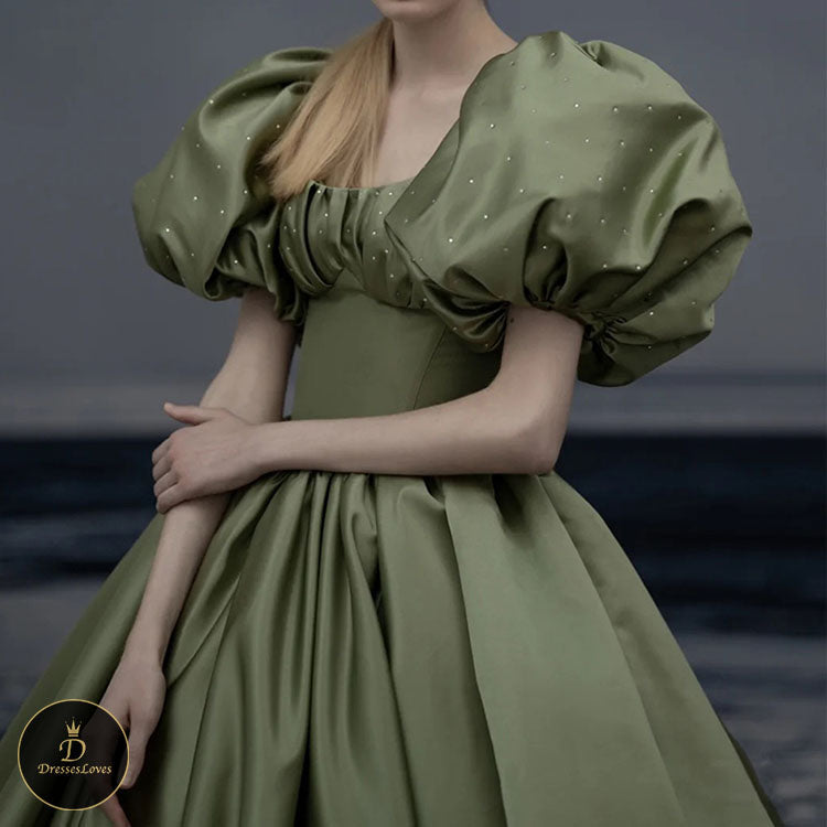 #5185 Puff sleeve party dress