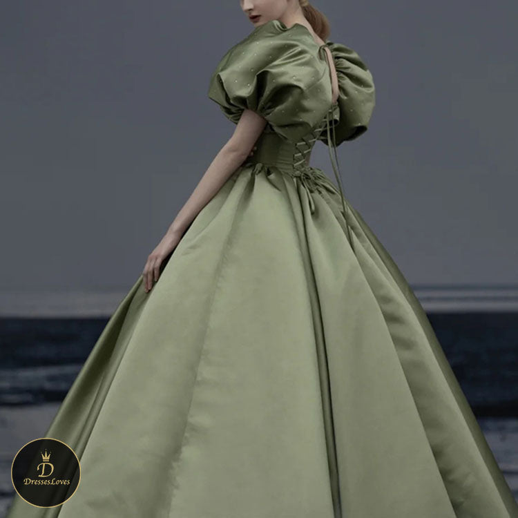 #5185 Puff sleeve party dress