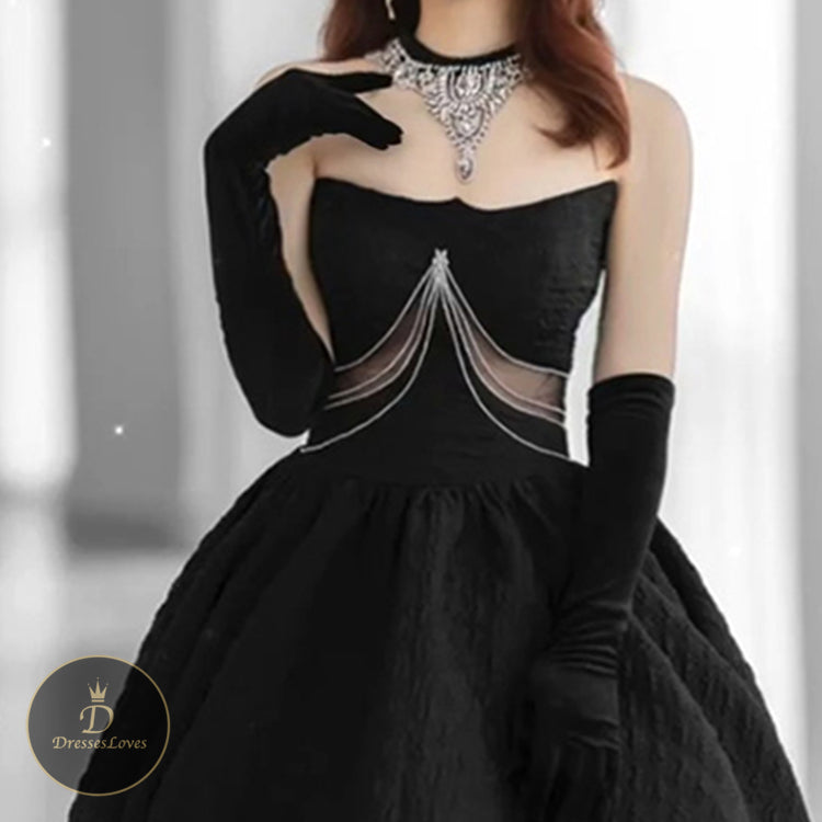 #5325 Puff sleeve evening dress