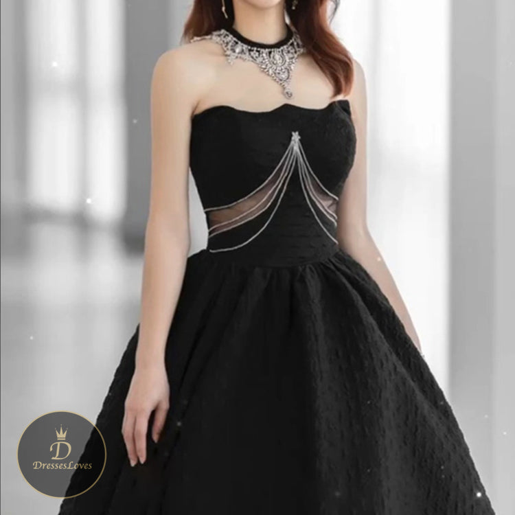 #5325 Puff sleeve evening dress