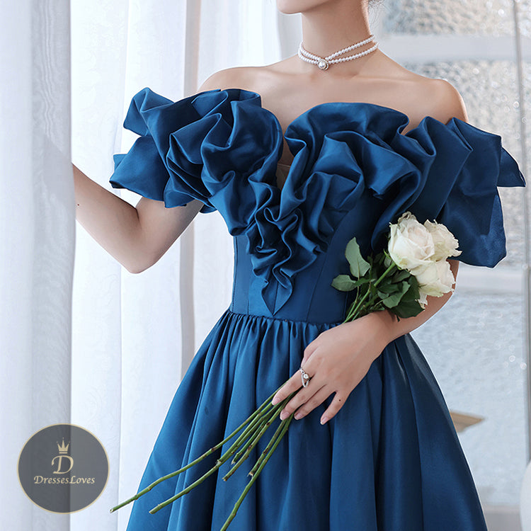 #5335 One-Shoulder Satin Evening Dress