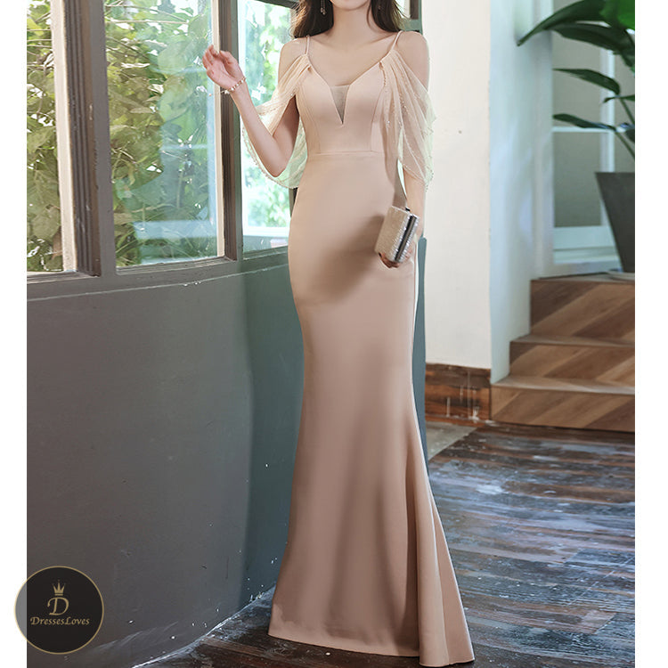 #5338 Suspender Mesh Satin Dress