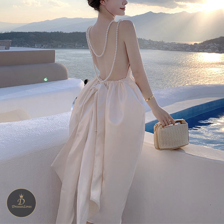 #5352 PEARL BACKLESS DRESS