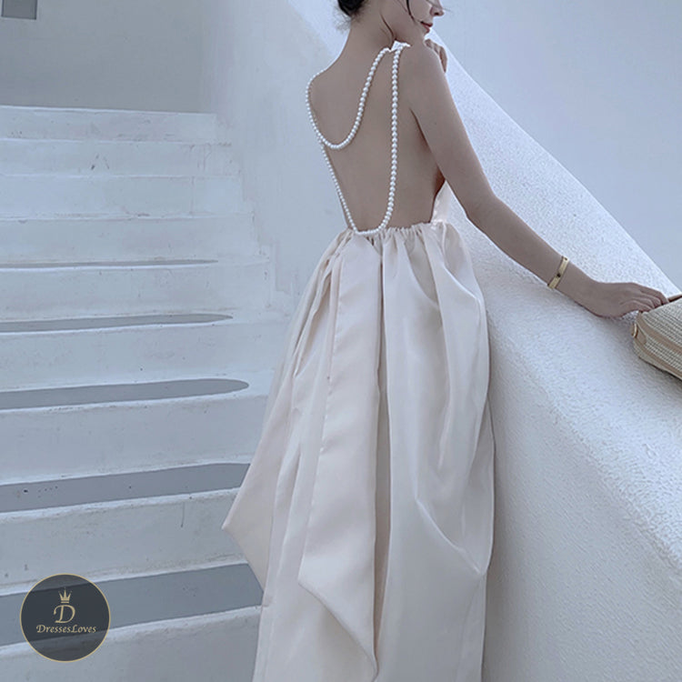 #5352 PEARL BACKLESS DRESS