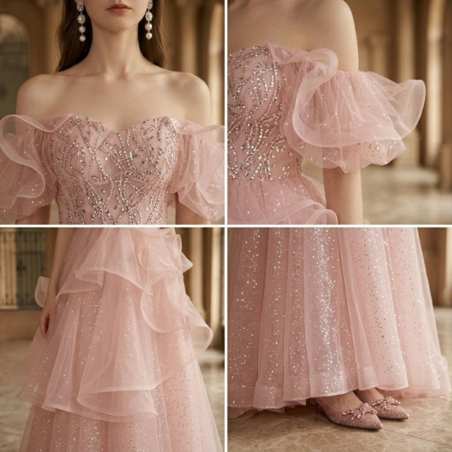 #5415 SEQUIN ONE SHOULDER EVENING DRESS
