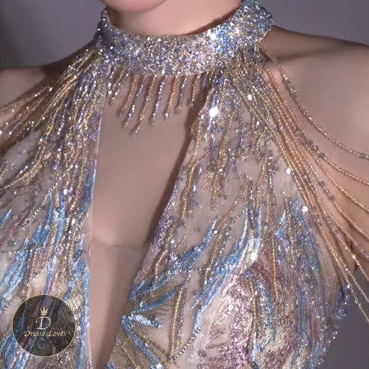 #5434 HALTERNECK EVENING DRESS