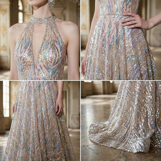 #5434 HALTERNECK EVENING DRESS