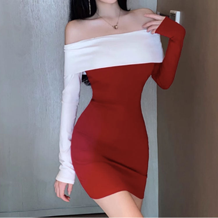 #5437 OPEN-SHOULDER KNIT DRESS