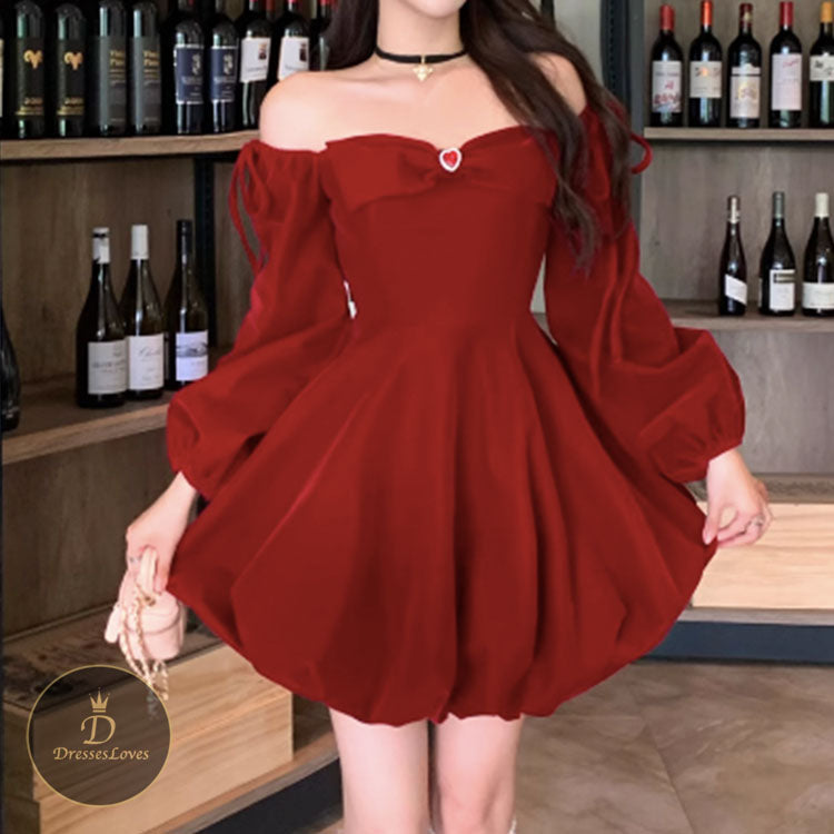 #5447 VELVET ONE SHOULDER DRESS
