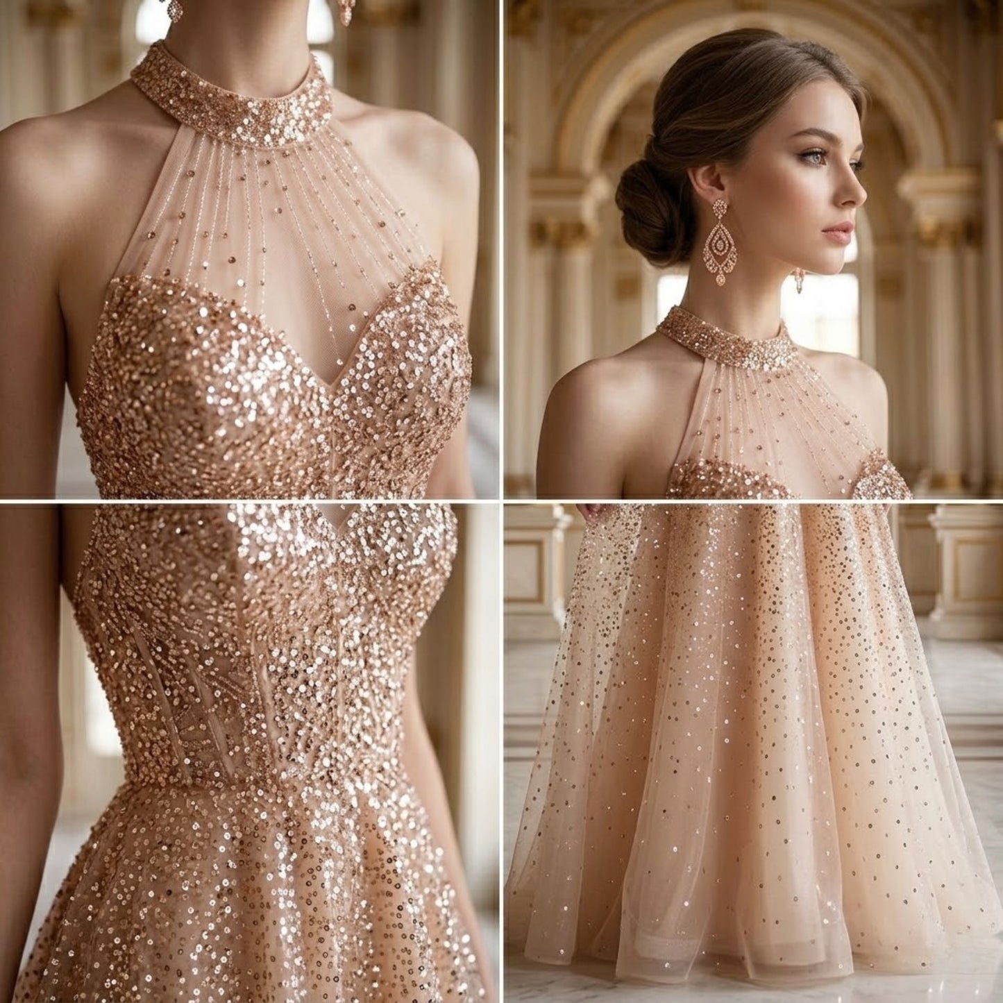 TASSEL SEQUIN EVENING DRESS #5455