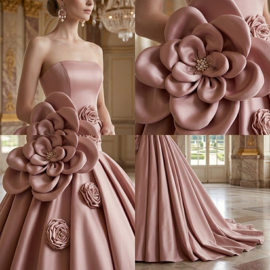 #5466 FLORAL BANDEAU EVENING DRESS