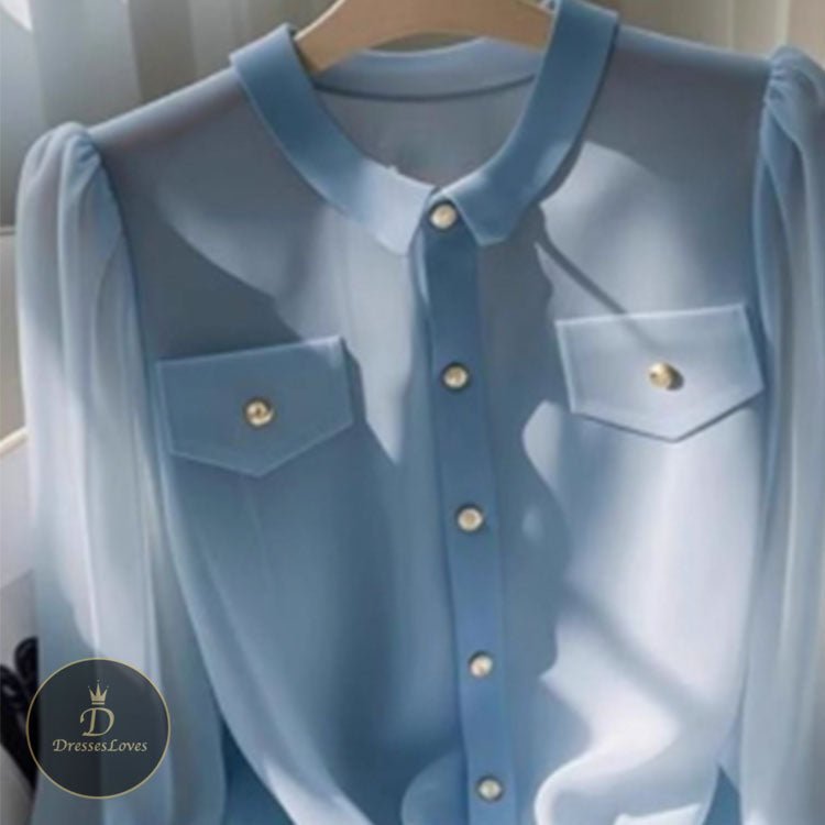 5484 High - End Elegant Blue Shirt - DresseslovesOOTD