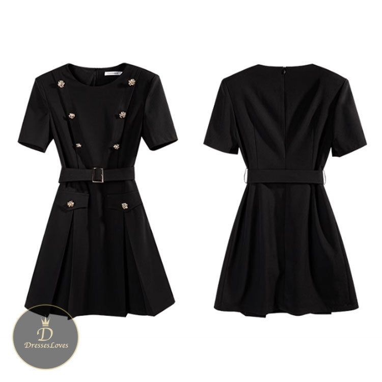 #5522 DOUBLE-BREASTED WAIST-CINCHED DRESS