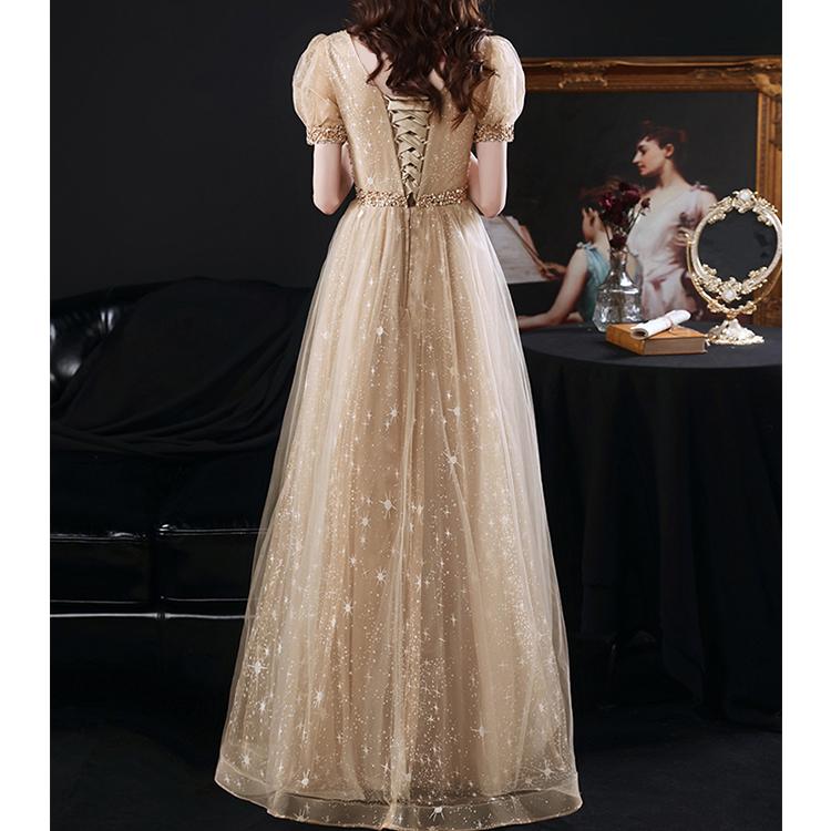 #60091 Puff Sleeve Evening Dress
