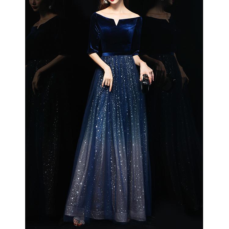 #60093 Velvet Evening Dress