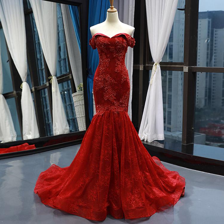 #7176 OFF SHOULDER EMBROIDERY EVENING DRESSES