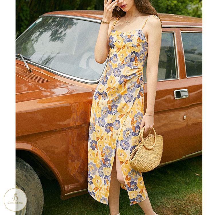 #7257 FLORAL SLING DRESS