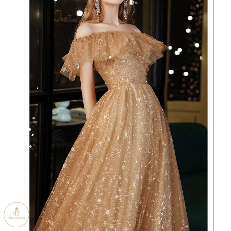 #7301 OFF SHOULDER EVENING DRESS