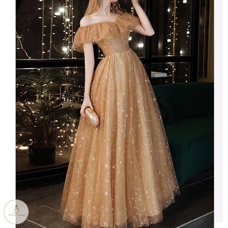 #7301 OFF SHOULDER EVENING DRESS