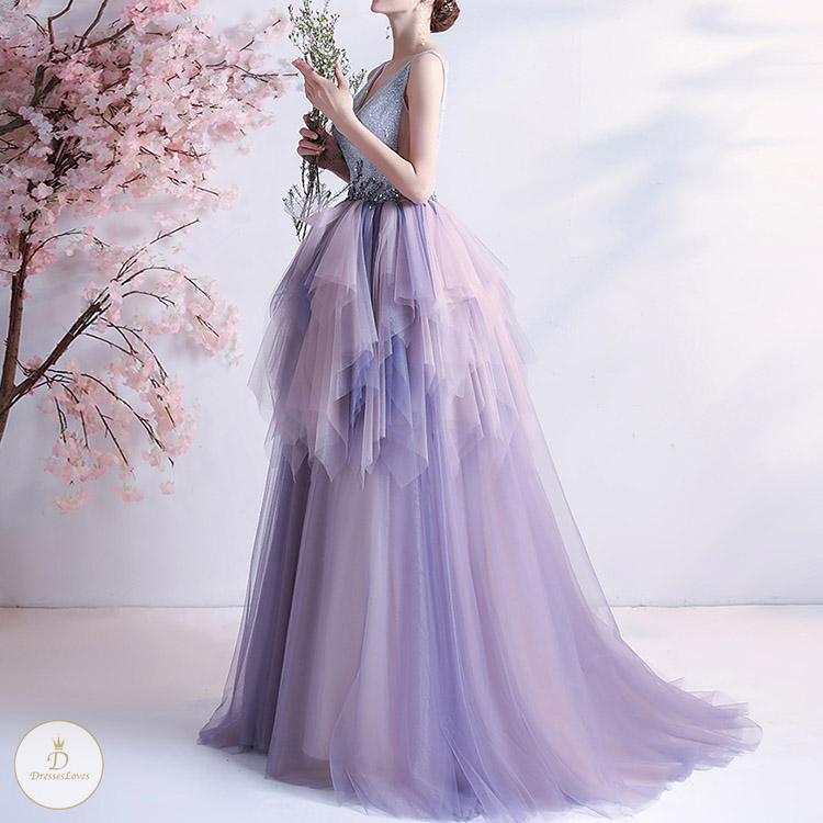 #7311 GRADIENT PURPLE EVENING DRESS