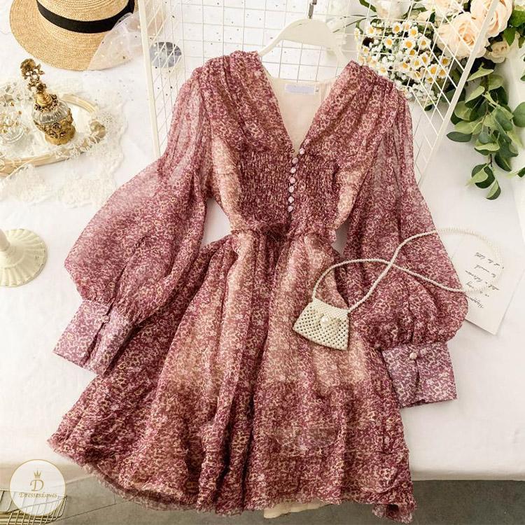 #7317 CHIFFON FLORAL DRESS