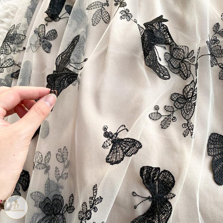 #7326 BUTTERFLY EMBROIDERY SWING DRESS