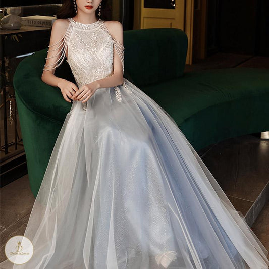 #7333 SHOULDER FRINGED PARTY DRESS