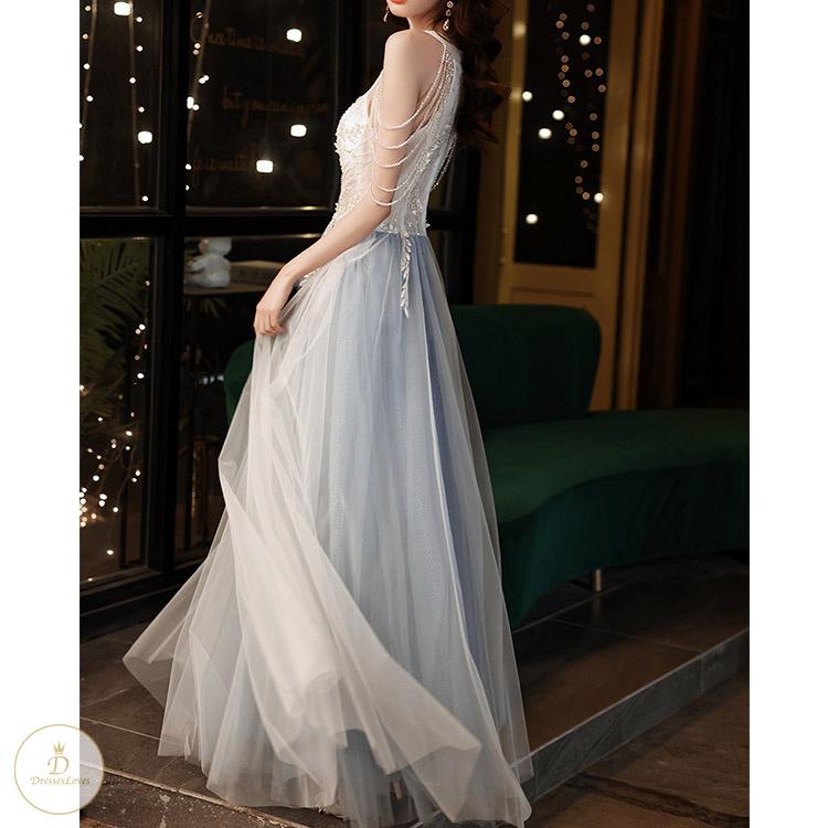 #7333 SHOULDER FRINGED PARTY DRESS