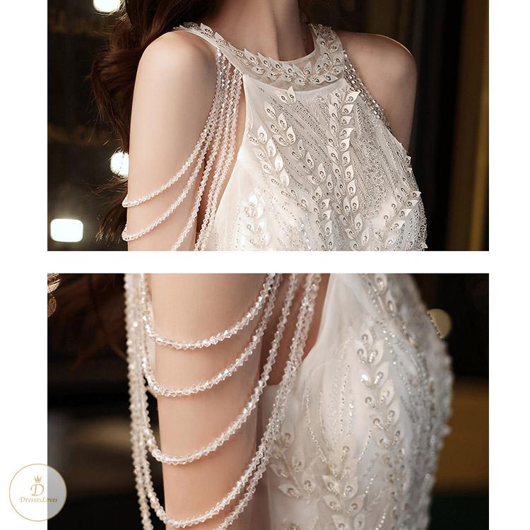 #7333 SHOULDER FRINGED PARTY DRESS