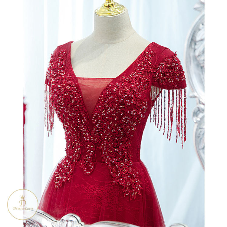 #7516 TASSEL EVENING DRESS