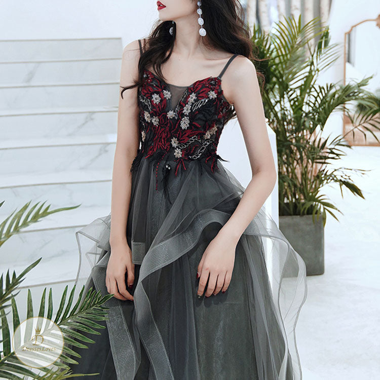 #7540 EMBROIDERED EVENING DRESS
