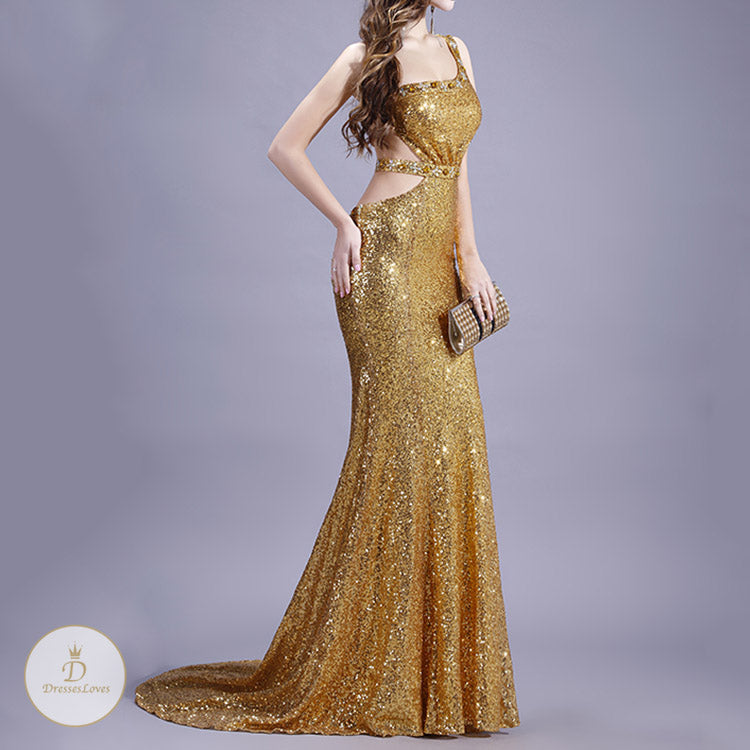 #7556 SEQUIN SINGLE SHOULDER PARTY DRESS