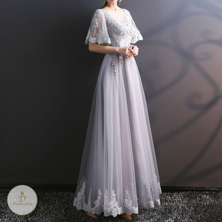 #7573 EMBROIDERY LACE PARTY DRESS
