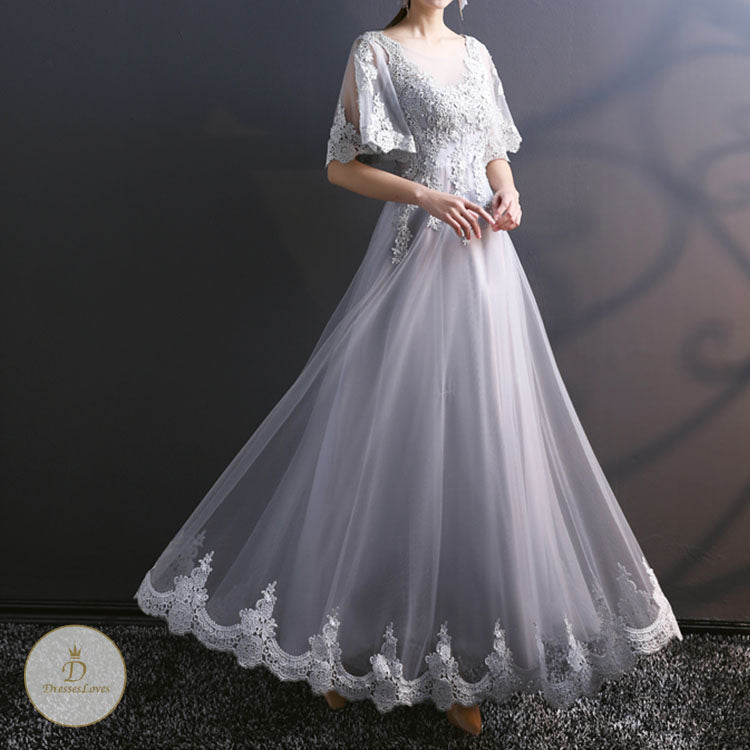 #7573 EMBROIDERY LACE PARTY DRESS